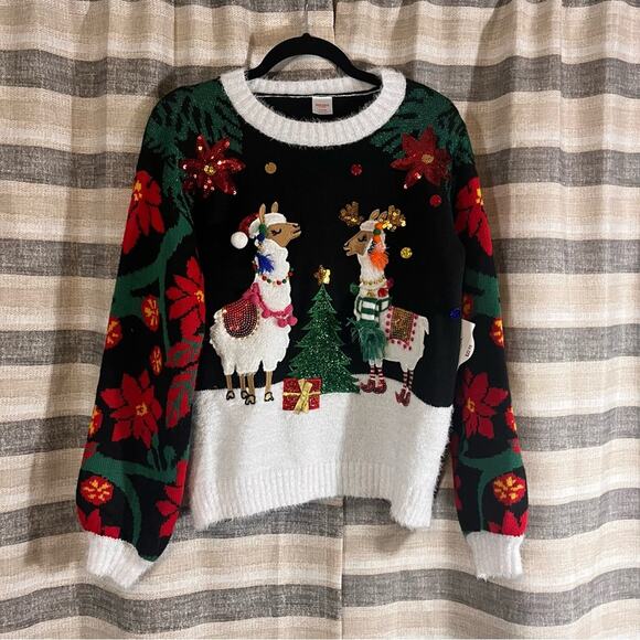 Holiday‎ Time Lama Christmas Sweater Size Medium - Picture 1 of 7